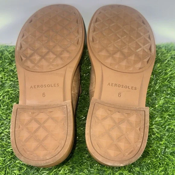 Aerosoles Gelso Block Heel Loafers Tobacco Brown Suede Womens Size 6M Comfort - Picture 13 of 16